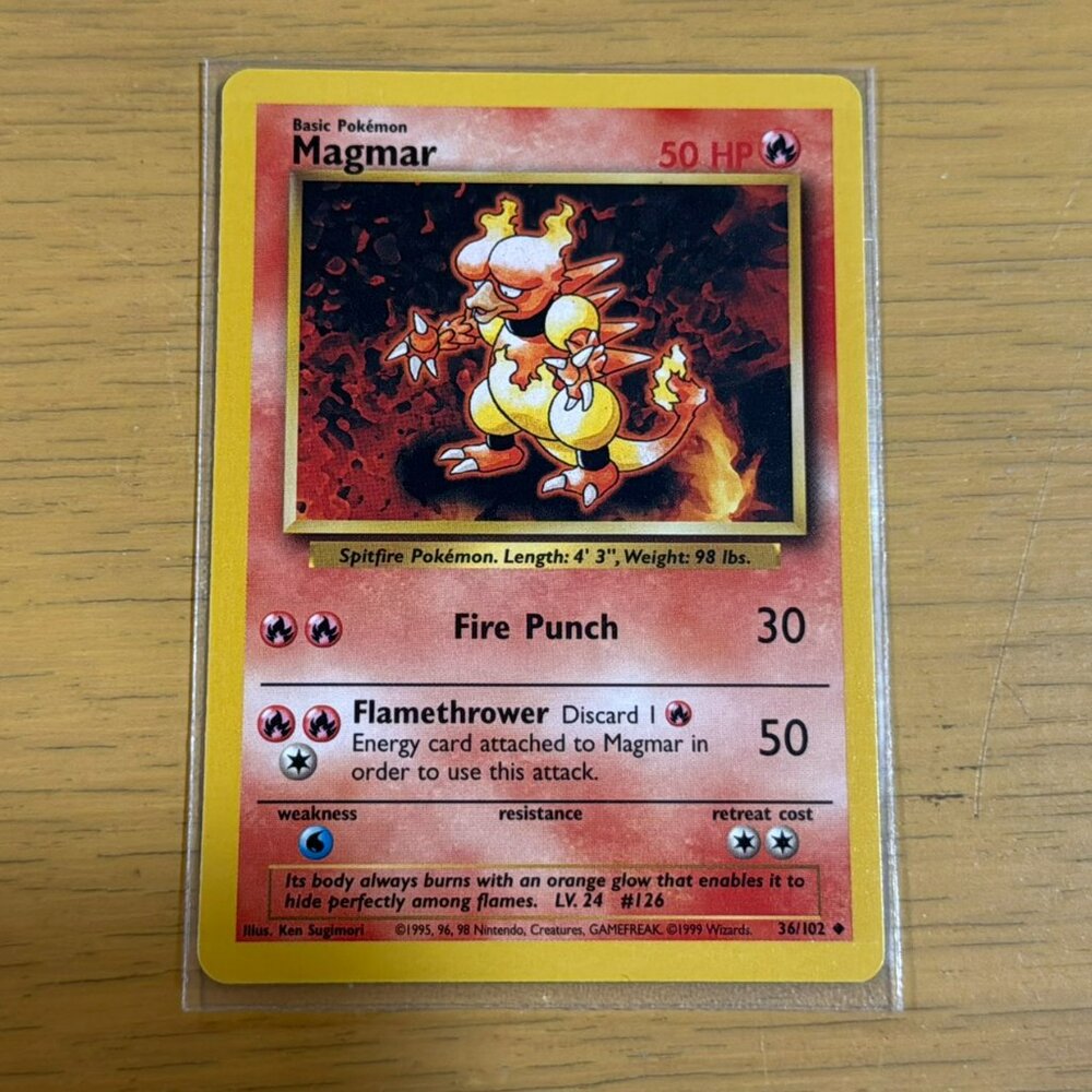 Pokémon Magmar Card -Base Set (BS) - #36/102 - Rare - New